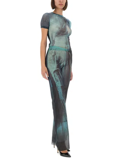Jean Paul Gaultier "water" Mesh T-shirt In Green