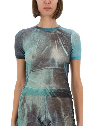 Jean Paul Gaultier "water" Mesh T-shirt In Green