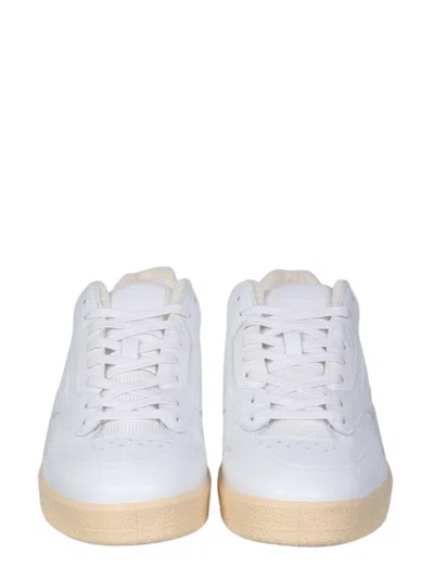 Jil Sander White Leather And Fabric Sneakers In Neutral
