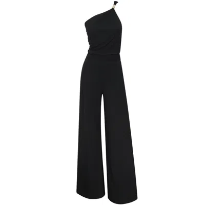 Me&thee Women's No Escape Black One Shoulder Jumpsuit In Black