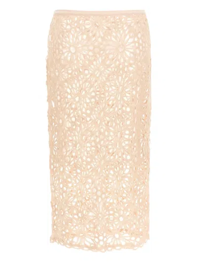 Norma Kamali Crochet Skirts Pink In Neutral