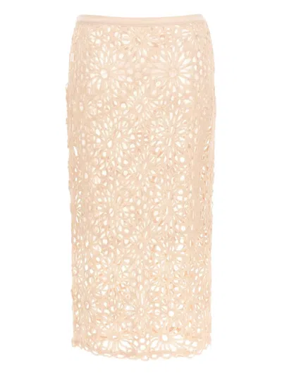Norma Kamali Crochet Skirts Pink In Neutral