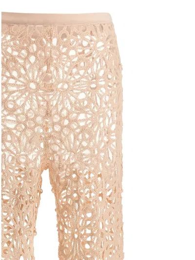 Norma Kamali Crochet Pants In Neutral