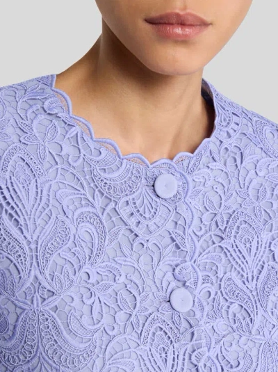 Etro Scalloped Corded Lace Jacket In Blue