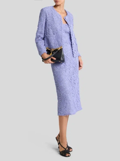 Etro Scalloped Corded Lace Jacket In Blue