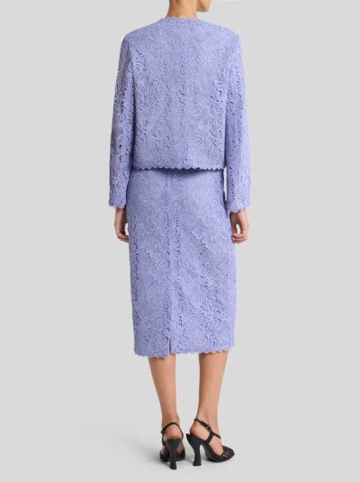 Etro Scalloped Corded Lace Jacket In Blue