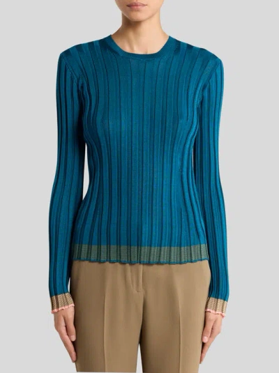 Etro Textured Knit Pullover In Blue