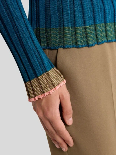Etro Textured Knit Pullover In Blue