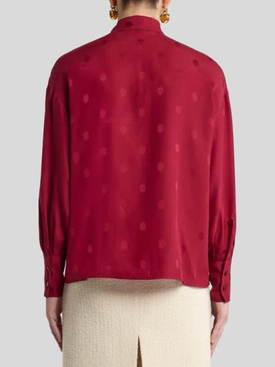 Etro Pussy-bow Silk-jacquard Blouse In Red