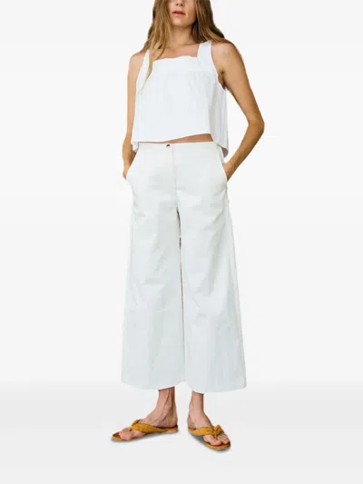 Ciao Lucia Emilia Tie-front Square-neck Top In White