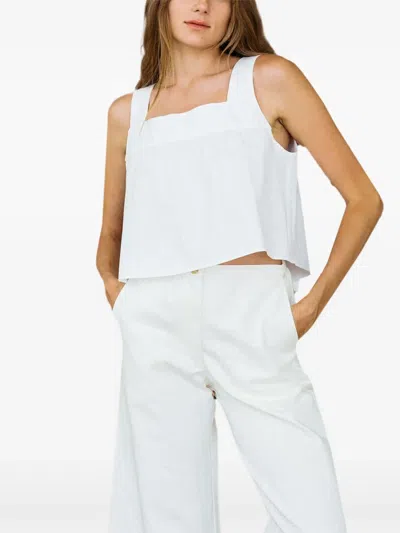 Ciao Lucia Emilia Tie-front Square-neck Top In White