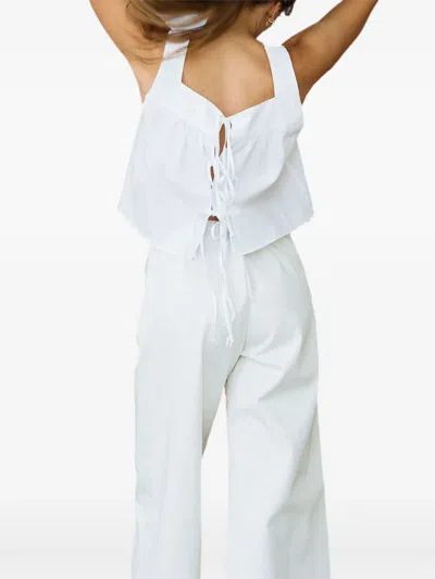 Ciao Lucia Emilia Tie-front Square-neck Top In White