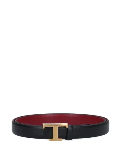 Tod's T Timeless Reversible Belt In Black