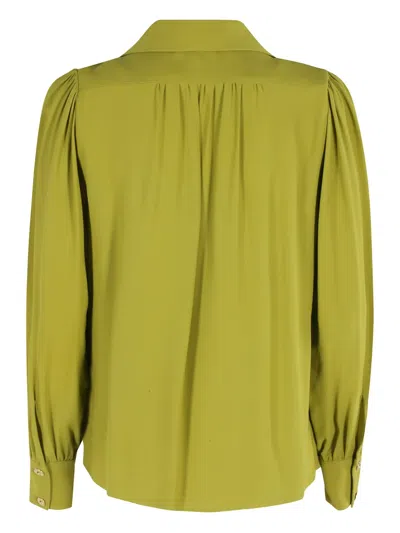 Elisabetta Franchi Long-sleeved Blouse With Classic Collar In Green