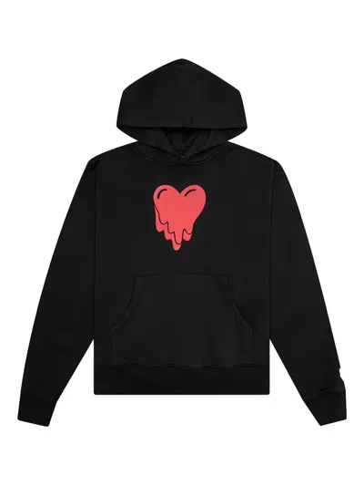 Emotionally Unavailable Melting-heart Logo Hoodie In Black