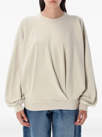 Isabel Marant Étoile Crew Neck Top Dropped Shoulders Long Sleeves In Neutral