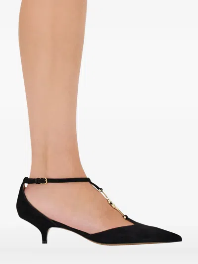 Ferragamo Traci Embellished Suede Pumps In Black