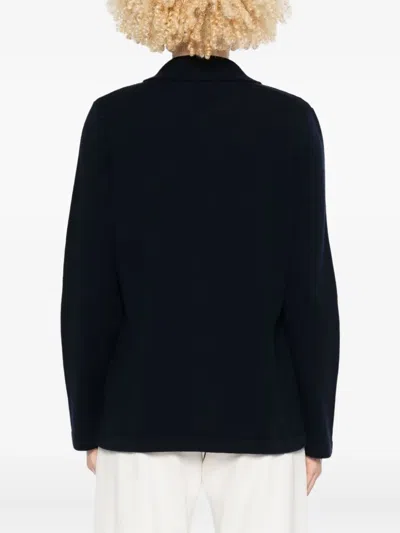 Apc Buttoned Wool Jacket In Blue
