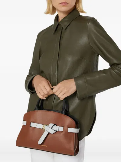 Coccinelle Structured Brown Handbag With Black Accents In Brown