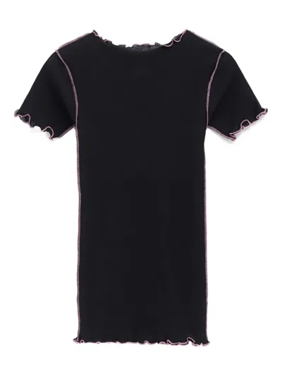Baserange Ribbed Scallop-edge Top In Black