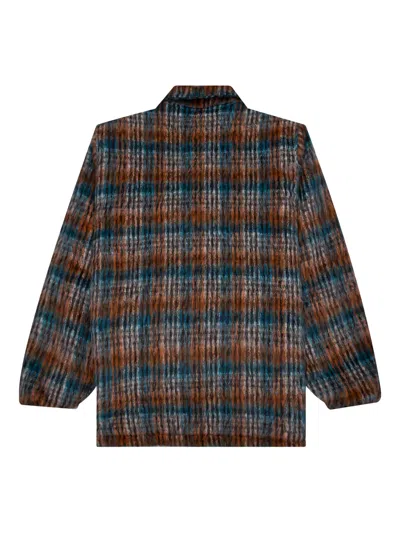 South2 West8 Plaid Logo-patch Jacket In Brown