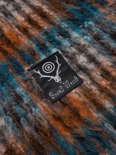 South2 West8 Plaid Logo-patch Jacket In Brown