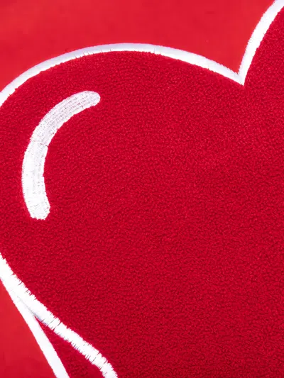 Emotionally Unavailable Embroidered-patches Bomber Jacket In Red