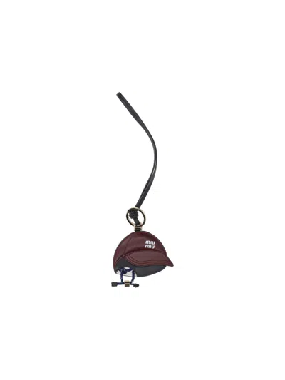 Miu Miu Keychain Cap Baseball Trick In Burgundy