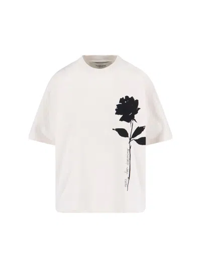 Golden Goose White T-shirt With Rose In White