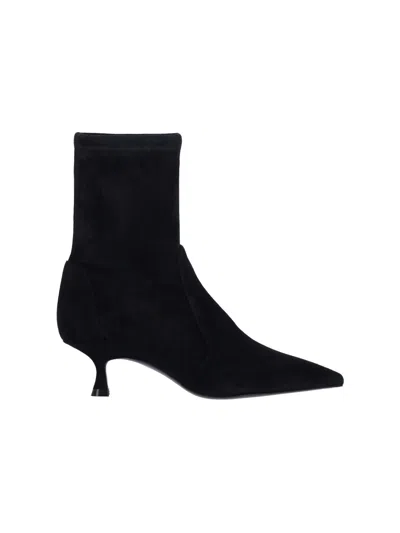 Stuart Weitzman Stuart Sculpt Pointy Toe Bootie 50 In Black