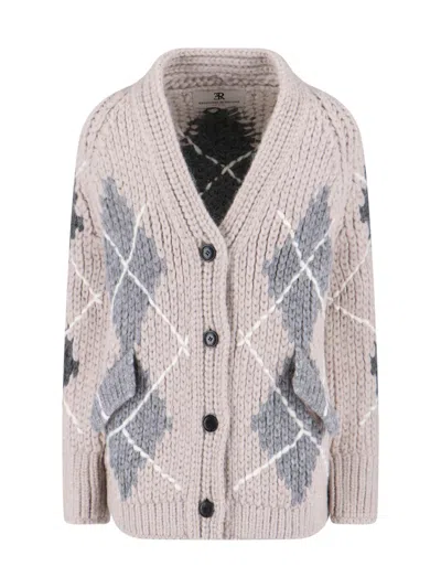 Ermanno Scervino Argyle-pattern Pocket Cardigan In Gray