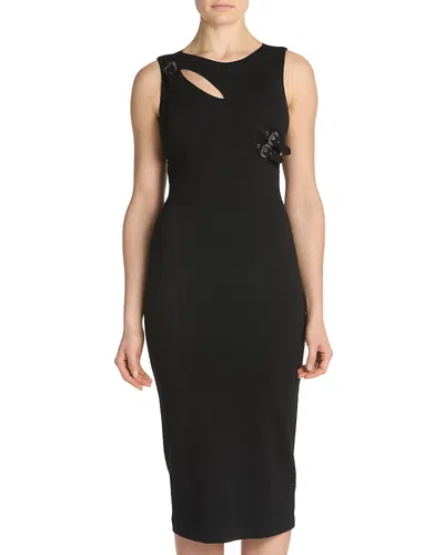 Versace Jeans Couture Baroque Buckle Sleeveless Midi Dress In Black