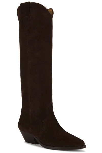 Isabel Marant Denver Leather Knee High Western Boots In Brown