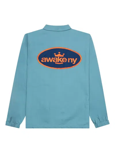 Awake Ny Logo-patch Twill Jacket In Blue