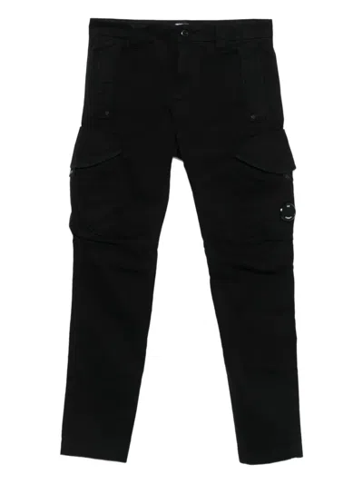 C.p. Company C.p.company Total Eclipse Blue Cotton Cargo Pants In Black