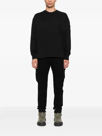 C.p. Company C.p.company Total Eclipse Blue Cotton Cargo Pants In Black