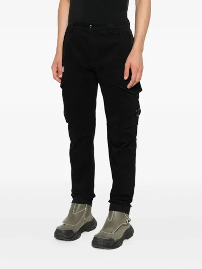 C.p. Company C.p.company Total Eclipse Blue Cotton Cargo Pants In Black