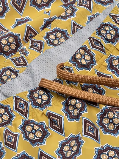 Needles Patterned Drawstring Swim Shorts In Yellow