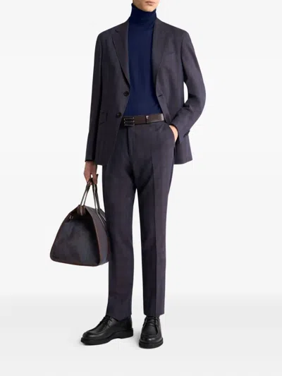 Etro Check-pattern Wool Suit In Purple