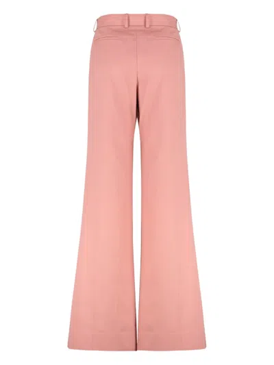 Chloé Pleated High-rise Cotton Flared Pants In Pink