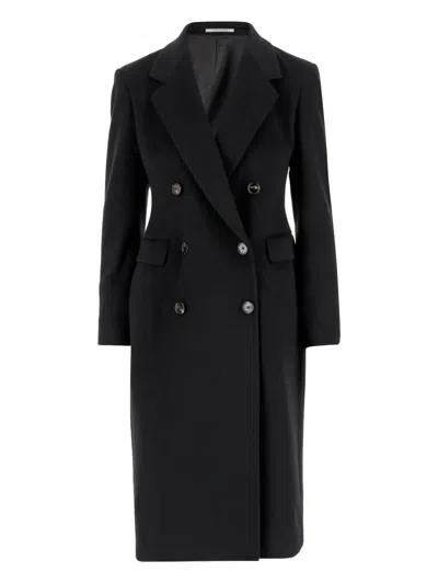 Tagliatore Double-breasted Jacket With Structured Shoulders And Flap Pockets In Black