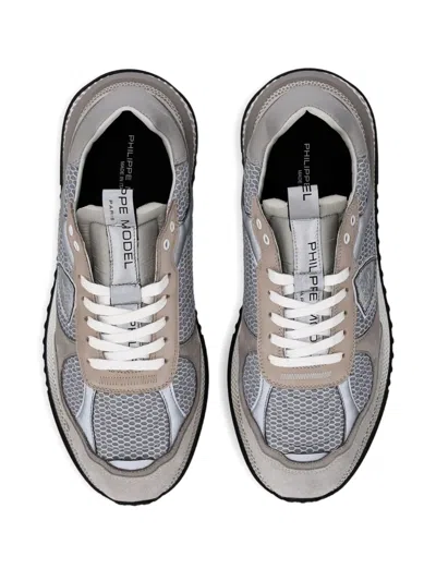 Philippe Model Mesh Panel Round Toe Rubber Sole Sneakers In Gray