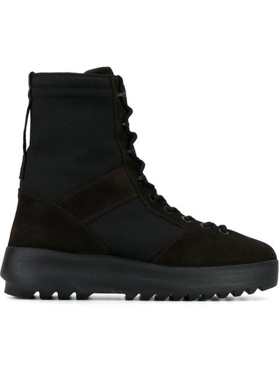 Yeezy Suede & Techno Canvas Boots, Dark Brown