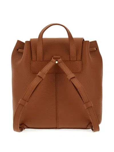 Ferragamo Geometric-flap Drawstring Backpack In Brown