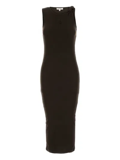 Jw Anderson Brown Anchor Embroidery Twisted Strap Maxi Dress In Green