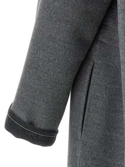 Fabiana Filippi Robe Coat With Notched Lapel And Pockets In Gray