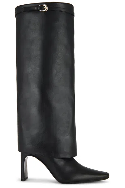 Staud Black Wally Foldover High Heel Tall Boots In Black