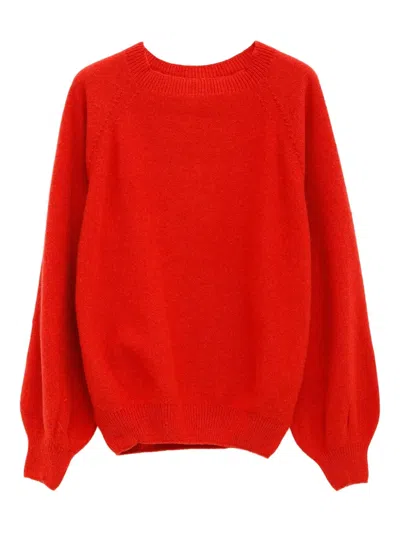 Baserange Soar Purl Raglan-sleeve Jumper In Red