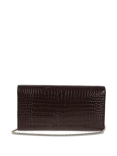 Jimmy Choo Emmie Clutch In Soft Crocodile-embossed Calfskin In Brown