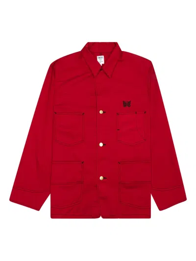 Needles X Smith's Butterfly-embroidered Shirt Jacket In Red